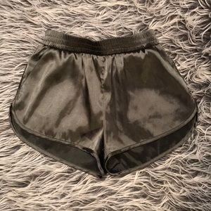 H&M olive green silk shorts (with pockets)